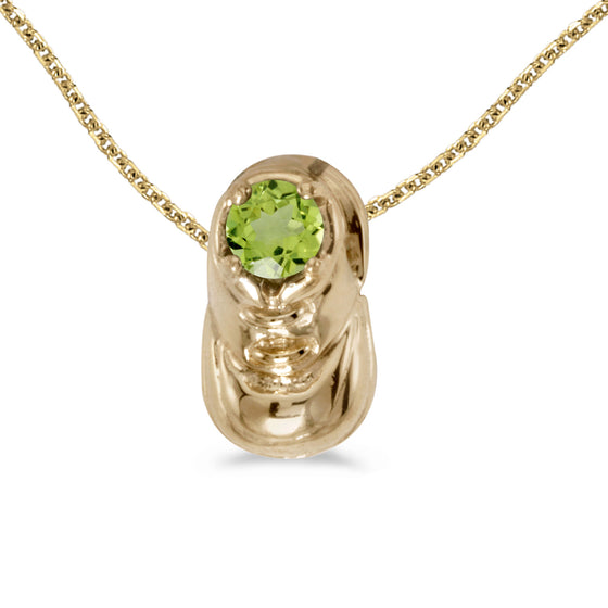 14k Yellow Gold Round Peridot Baby Bootie Pendant