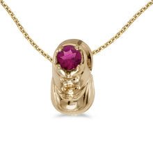  14k Yellow Gold Round Rhodolite Garnet Baby Bootie Pendant