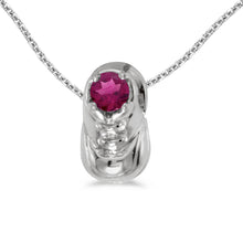  14k White Gold Round Rhodolite Garnet Baby Bootie Pendant