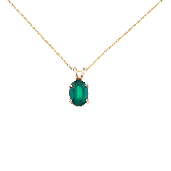 14K Yellow Gold Oval Emerald Pendant