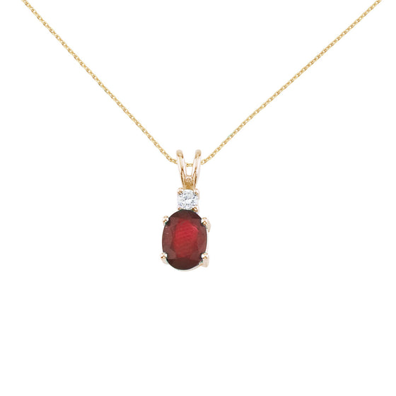 14K Yellow Gold Oval Ruby and Diamond Pendant