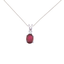  14K White Gold Oval Ruby and Diamond Pendant
