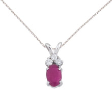 14K White Gold Oval Ruby and Diamond Pendant