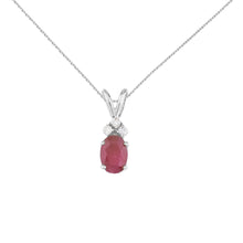  14K White Gold Oval Ruby and Diamond Pendant