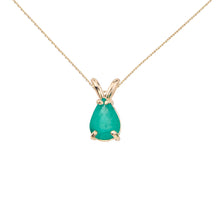  14K Yellow Gold Pear Emerald Pendant