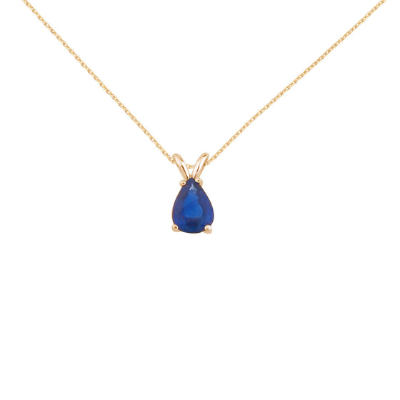 14K Yellow Gold Pear Sapphire Pendant