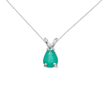 14K White Gold Pear Emerald Pendant