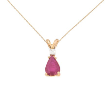  14K Yellow Gold Pear Ruby and Diamond Pendant