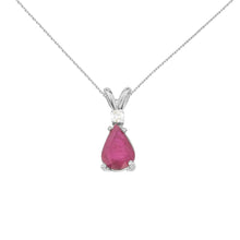  14K White Gold Pear Ruby and Diamond Pendant