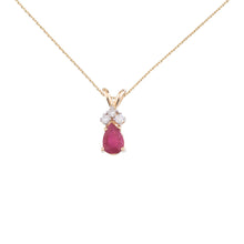  14K Yellow Gold Pear Ruby and Diamond Pendant