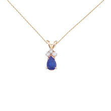  14K Yellow Gold Pear Sapphire and Diamond Pendant