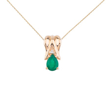  14K Yellow Gold Pear Emerald and Diamond Pendant