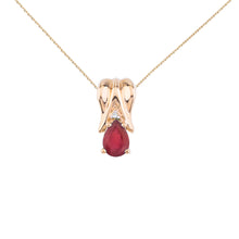 14K Yellow Gold Pear Ruby and Diamond Pendant