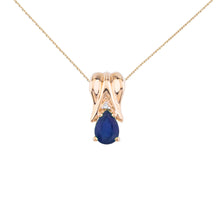  14K Yellow Gold Pear Sapphire and Diamond Pendant