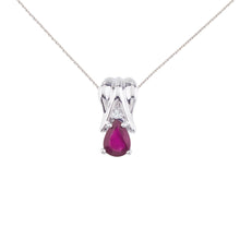  14K White Gold Pear Ruby and Diamond Pendant