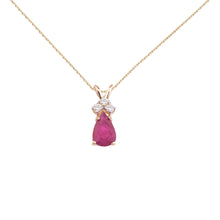  14K Yellow Gold Pear Ruby and Diamond Pendant