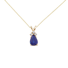  14K Yellow Gold Pear Sapphire and Diamond Pendant