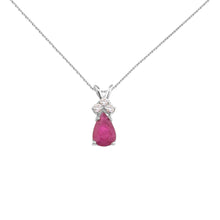  14K White Gold Pear Ruby and Diamond Pendant