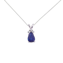  14K White Gold Pear Sapphire and Diamond Pendant