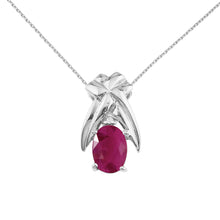  14K White Gold Oval Ruby and Diamond Pendant