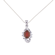 14K White Gold Oval Ruby and Diamond Pendant