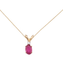  14K Yellow Gold Oval Ruby and Diamond Pendant