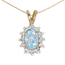  14k Yellow Gold Oval Aquamarine And Diamond Pendant