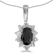  14k White Gold Oval Onyx And Diamond Pendant