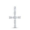 10k White Gold Womens Round Baguette Diamond Cross Pendant 1/4 Cttw