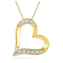  10k Yellow Gold Womens Round Diamond Heart Pendant .03 Cttw