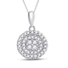 10k White Gold Womens Round Diamond Circle Cluster Pendant 1/4 Cttw