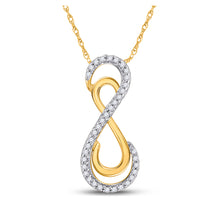  10k Yellow Gold Womens Round Diamond Vertical Double Infinity Pendant 1/10 Cttw