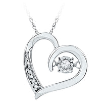  10k White Gold Womens Round Diamond Heart Twinkle Moving Pendant 1/20 Cttw
