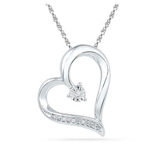  10k White Gold Womens Round Diamond Heart Pendant .01 Cttw