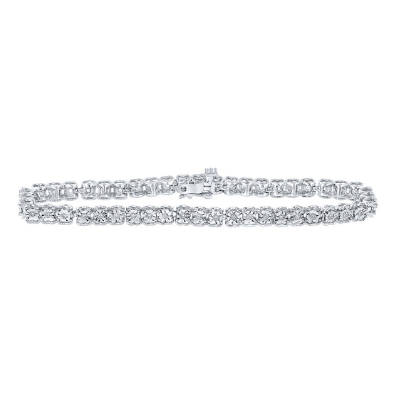 10k White Gold Womens Round Diamond Tennis Bracelet 1/2 Cttw