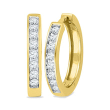  10k Yellow Gold Womens Round Diamond Hoop Earrings 1/2 Cttw