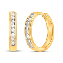  10k Yellow Gold Womens Round Diamond Hoop Earrings 1/4 Cttw
