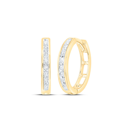 10k Yellow Gold Womens Round Diamond Hoop Earrings 1/5 Cttw