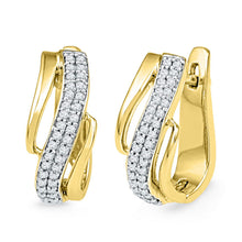  10k Yellow Gold Womens Round Diamond Hoop Earrings 1/4 Cttw
