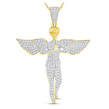  10k Yellow Gold Mens Round Diamond Angel Charm Pendant 1 Cttw