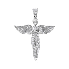  10k White Gold Mens Round Diamond Angel Charm Pendant 1 Cttw