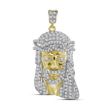  10k Yellow Gold Mens Round Diamond Jesus Face Charm Pendant 3/4 Cttw