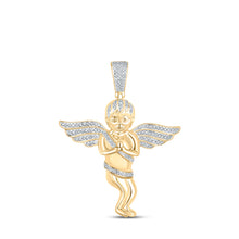  10k Yellow Gold Mens Round Diamond Angel Cherub Charm Pendant 1/2 Cttw