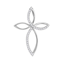  10k White Gold Womens Round Diamond Cross Pendant 1/4 Cttw