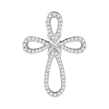  10k White Gold Womens Round Diamond Cross Pendant 1/3 Cttw