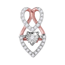 10k White Gold Womens Moving Round Diamond Heart Pendant 1/6 Cttw