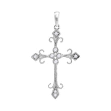  10k White Gold Womens Round Diamond Cross Pendant 1/10 Cttw