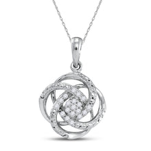  10k White Gold Womens Round Diamond Cluster Pendant 1/10 Cttw