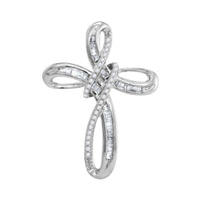  10k White Gold Womens Round Diamond Cross Pendant 1/5 Cttw