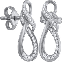  10k White Gold Womens Round Diamond Fashion Earrings 1/6 Cttw